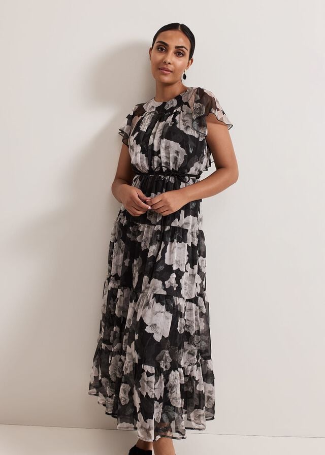 Multicolor Phase Eight Petite Jordine Floral Print Midaxi Dress | 8629UXSDL