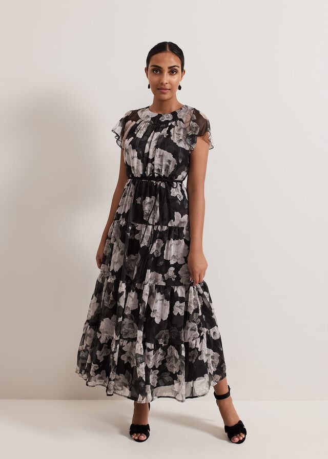 Multicolor Phase Eight Petite Jordine Floral Print Midaxi Dress | 8629UXSDL