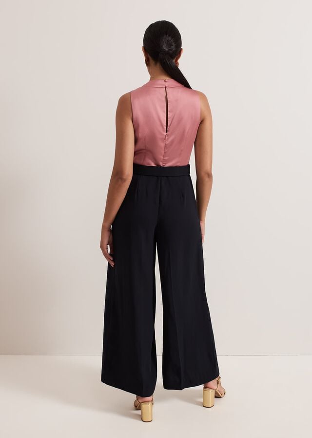 Multicolor Phase Eight Petite Sabina Satin Wide Leg Jumpsuit | 6805RSZGT