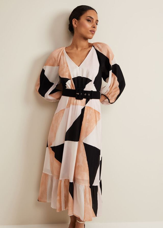 Multicolor Phase Eight Petite Sophia Colour Block Belted Dress | 6930MHUNB