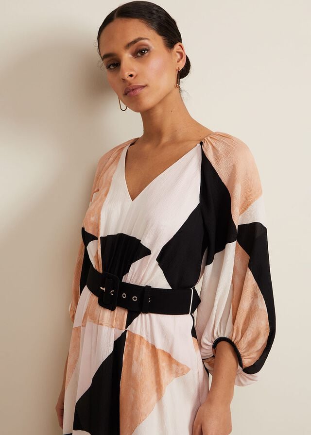 Multicolor Phase Eight Petite Sophia Colour Block Belted Dress | 6930MHUNB