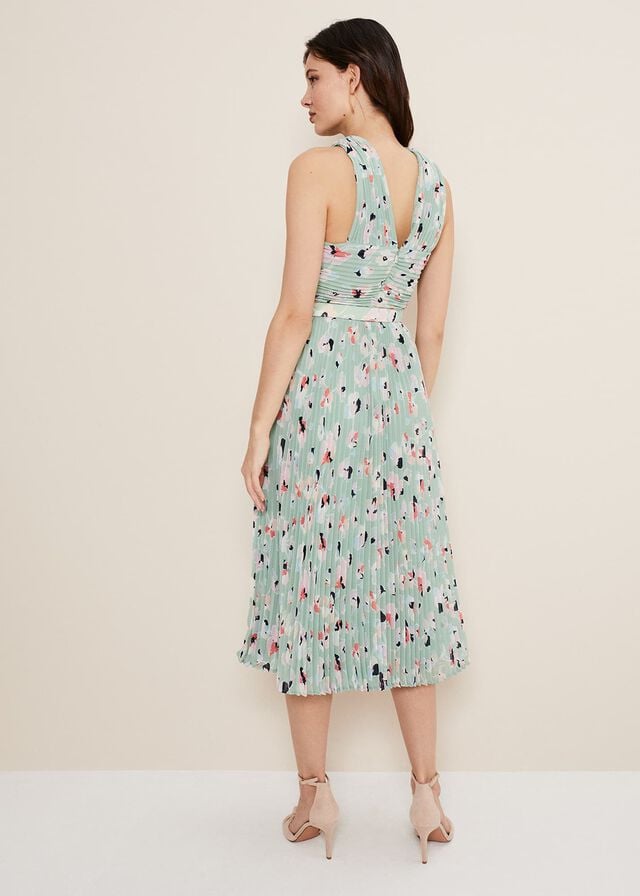 Multicolor Phase Eight Portia Print Pleated Dress | 0714ZPWVJ