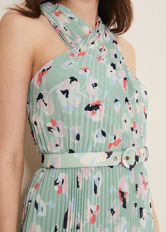 Multicolor Phase Eight Portia Print Pleated Dress | 0714ZPWVJ