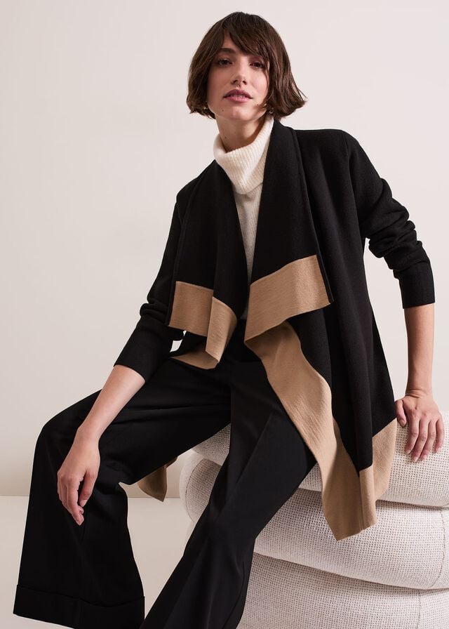 Multicolor Phase Eight Rae Waterfall Colour Block Coats | 0193VHLNP