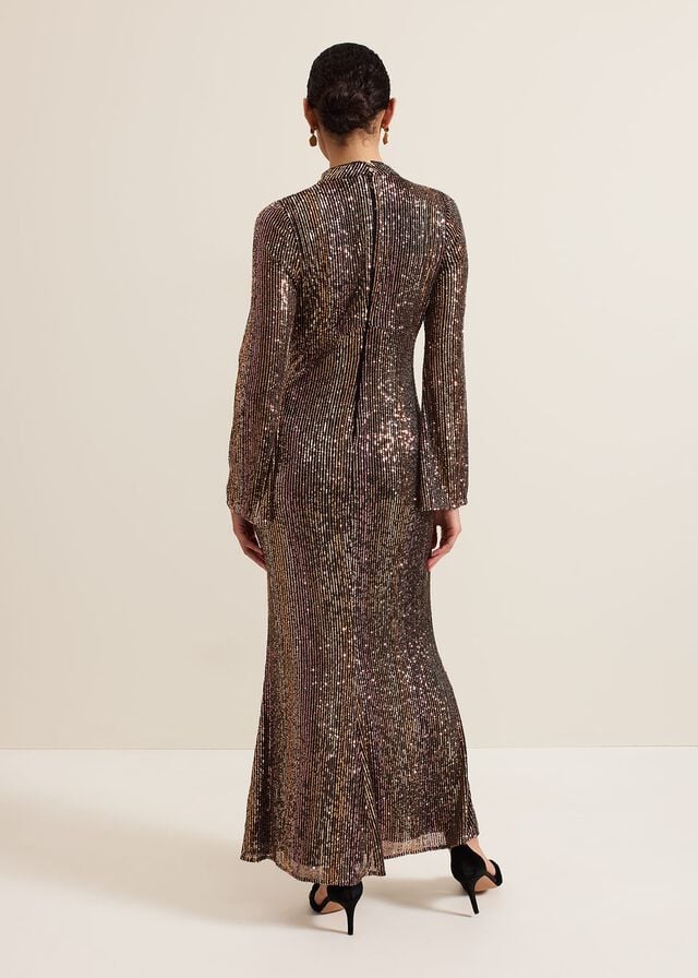Multicolor Phase Eight Renila Sequin Long Sleeved Dress | 3729QBLNS