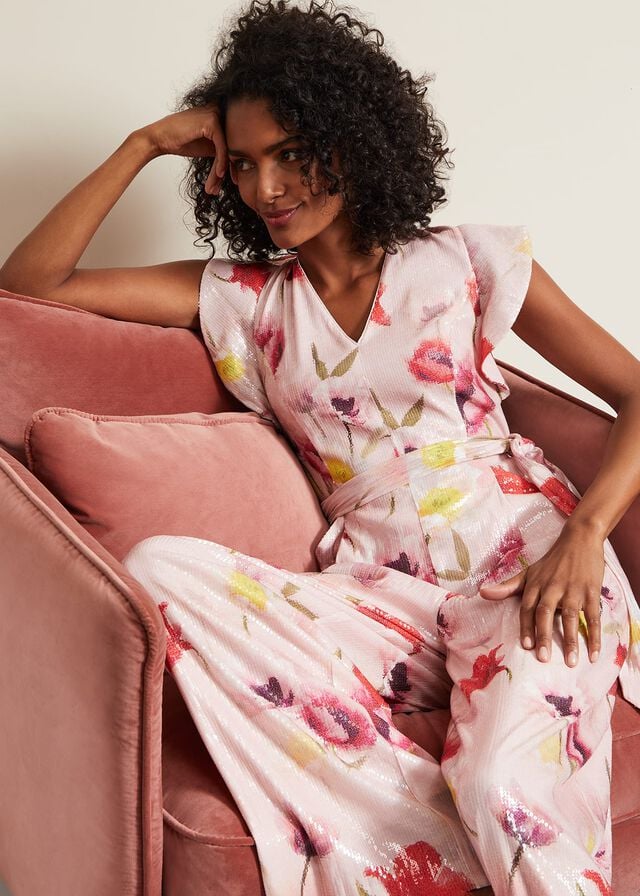 Multicolor Phase Eight Rhiannon Sequin Printed Jumpsuit | 7395DPMIW