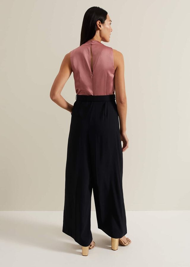 Multicolor Phase Eight Sabina Satin Wide Leg Jumpsuit | 6240QVLNC