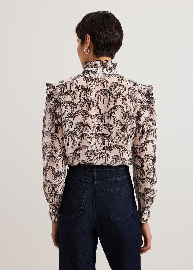 Multicolor Phase Eight Serena Frill Shirts | 8367SHMCQ