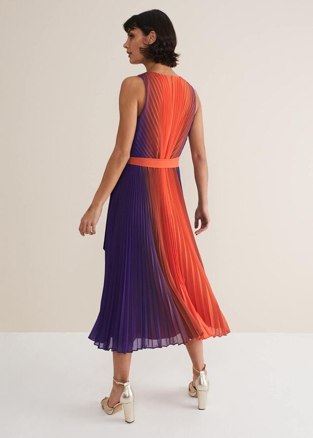 Multicolor Phase Eight Simara Ombre Pleated Dress | 0512EZUCT