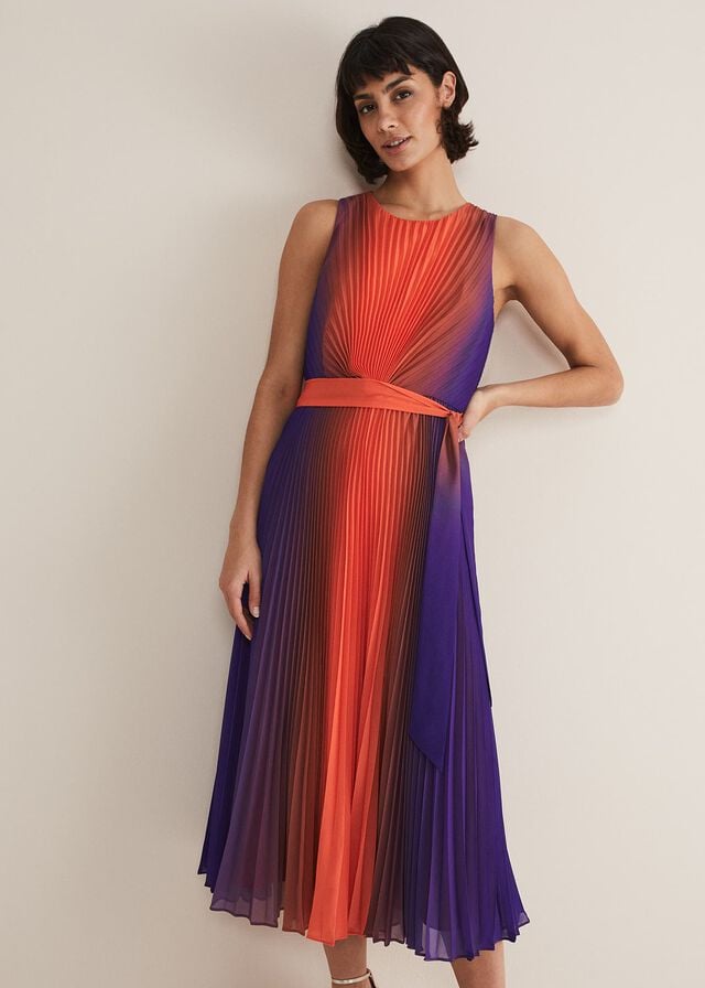 Multicolor Phase Eight Simara Ombre Pleated Dress | 0512EZUCT