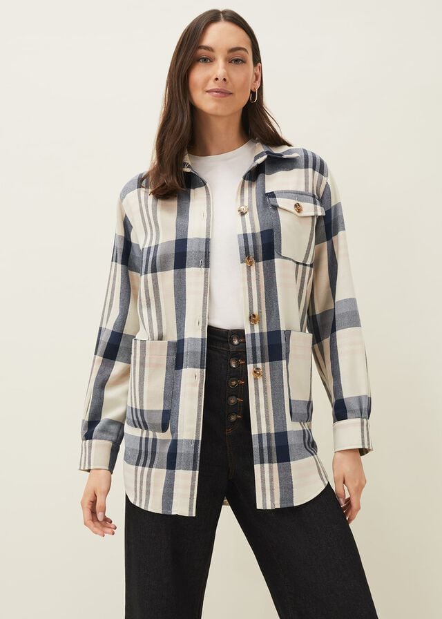 Multicolor Phase Eight Siobhan Check Shacket Jackets | 0594XBELT