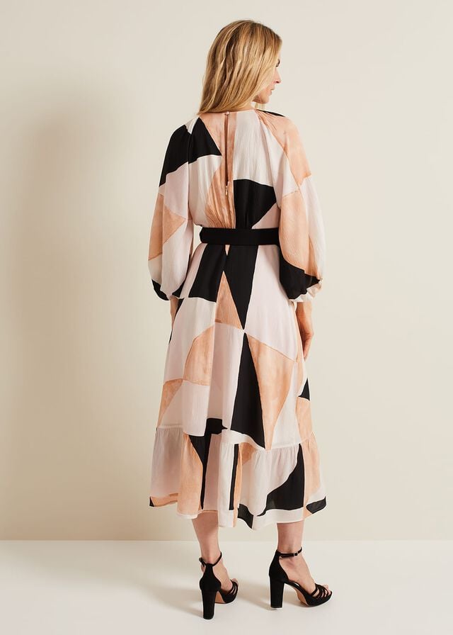 Multicolor Phase Eight Sophia Colourblock Belted Dress | 2387WDURY