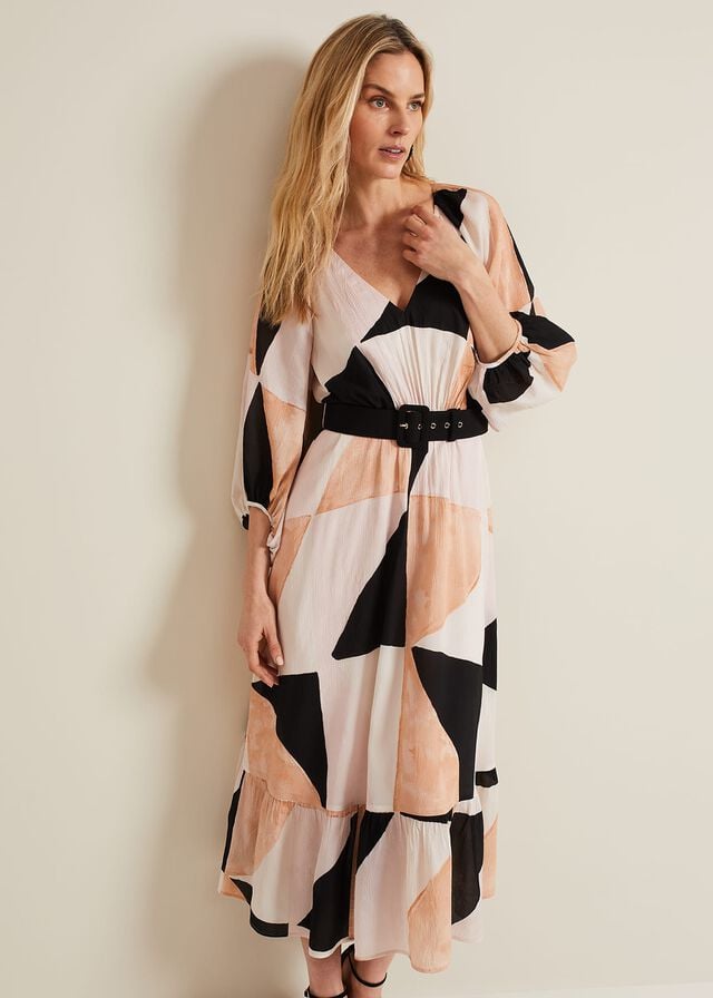 Multicolor Phase Eight Sophia Colourblock Belted Dress | 2387WDURY