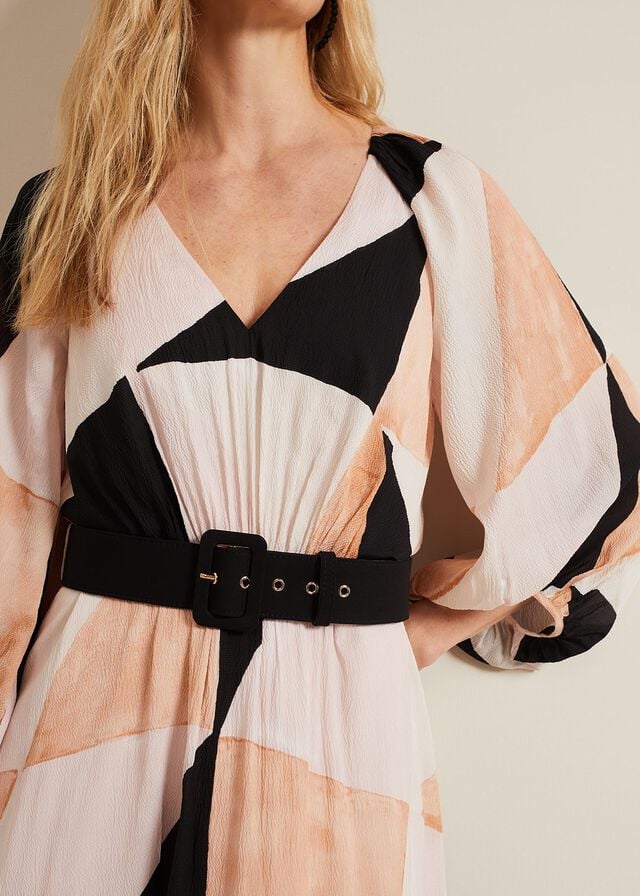 Multicolor Phase Eight Sophia Colourblock Belted Dress | 2387WDURY