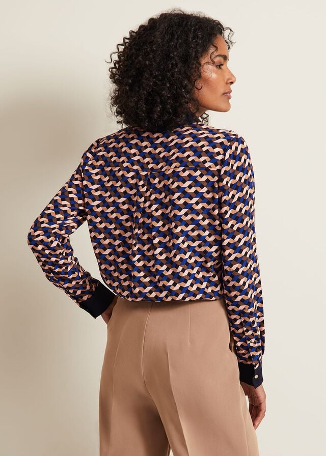 Multicolor Phase Eight Talia Geo Print Shirts | 9460HOSNU