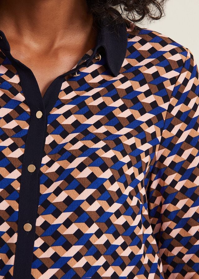 Multicolor Phase Eight Talia Geo Print Shirts | 9460HOSNU