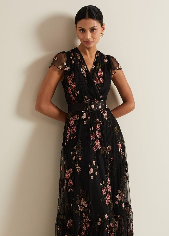 Multicolor Phase Eight Tamera Mesh Embroidered Dress | 0392RYSKT