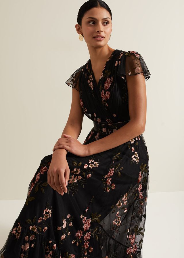 Multicolor Phase Eight Tamera Mesh Embroidered Dress | 0392RYSKT