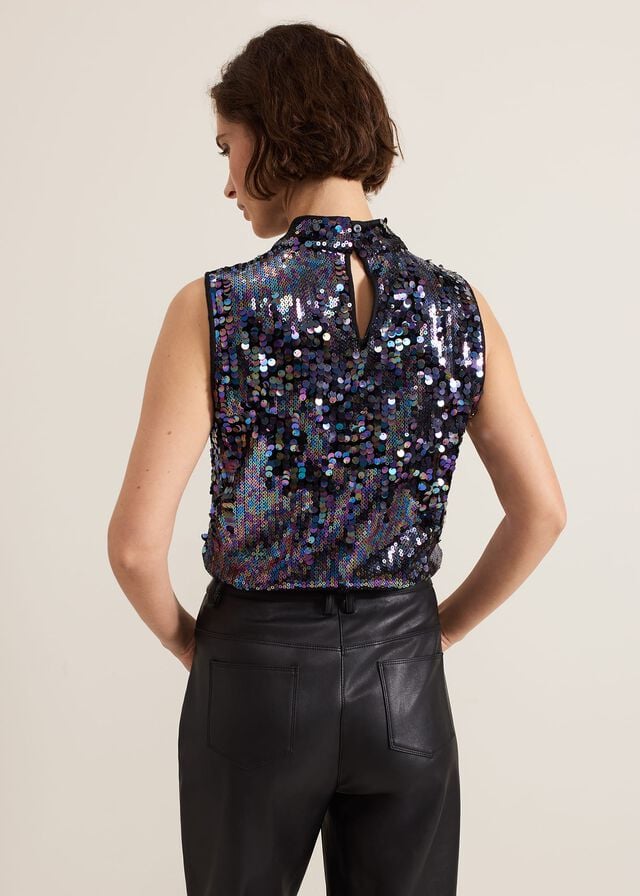 Multicolor Phase Eight Tasha Sequin T Shirts | 6209RSTJN