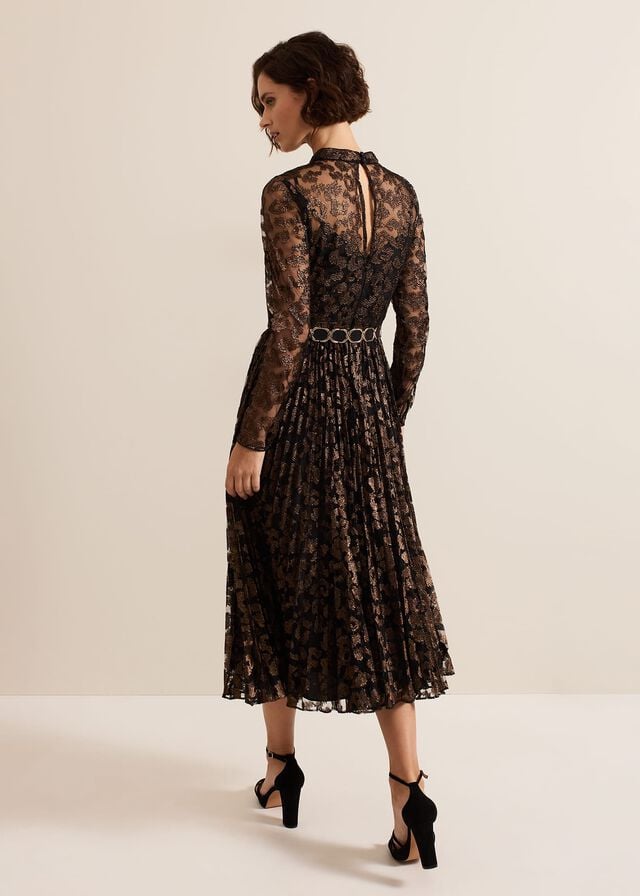 Multicolor Phase Eight Theodora Leopard Pleat Dress | 9108TPFIV