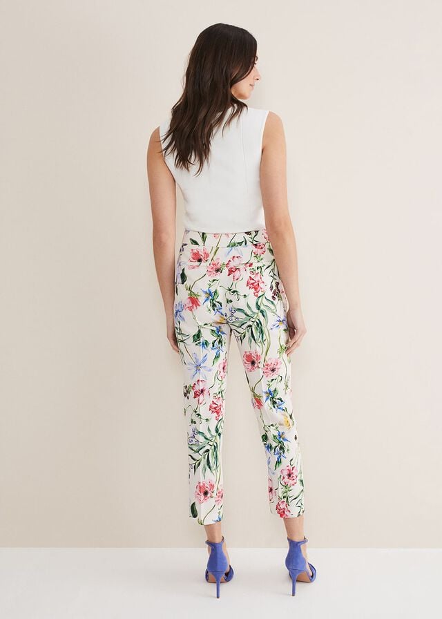 Multicolor Phase Eight Ulrica Floral Cigarettes Trousers | 6348MVYXZ