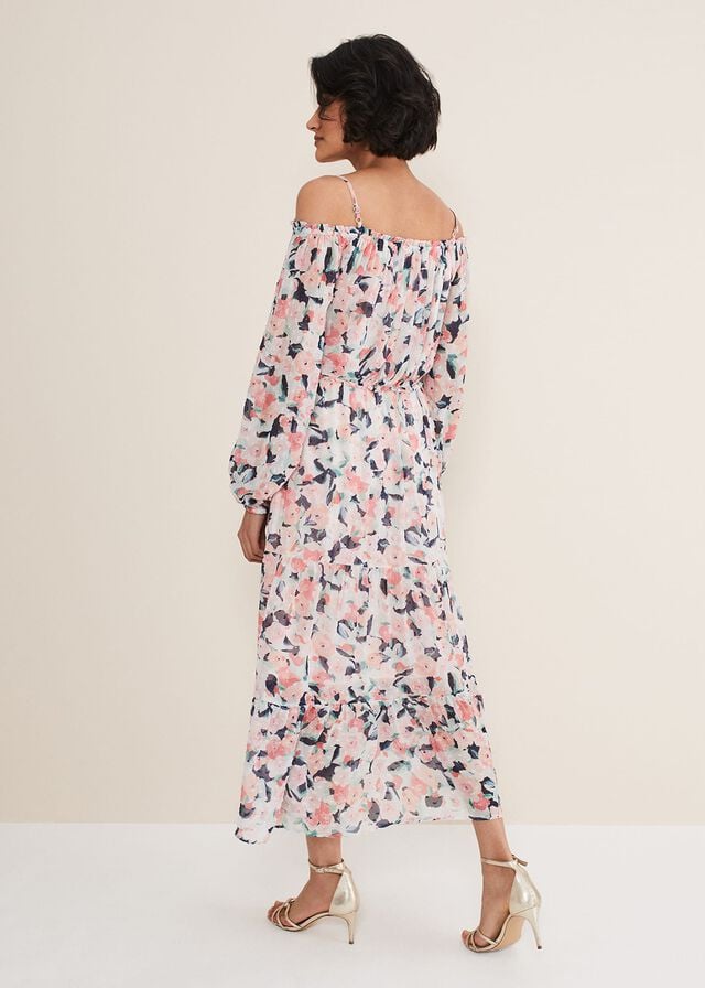Multicolor Phase Eight Vicky Off Shoulder Printed Dress | 2497CSLWZ