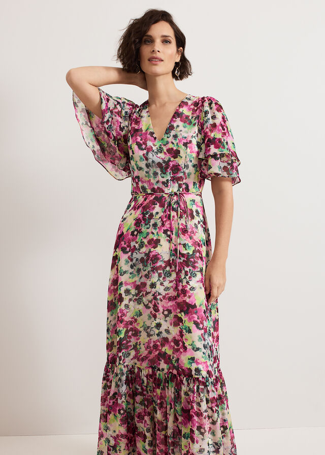 Multicolor Phase Eight Violet Floral Dress | 6853CDFGP