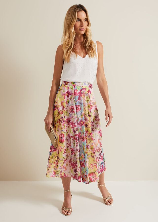 Multicolor Phase Eight Vivianne Floral Skirts | 6948ISAFM