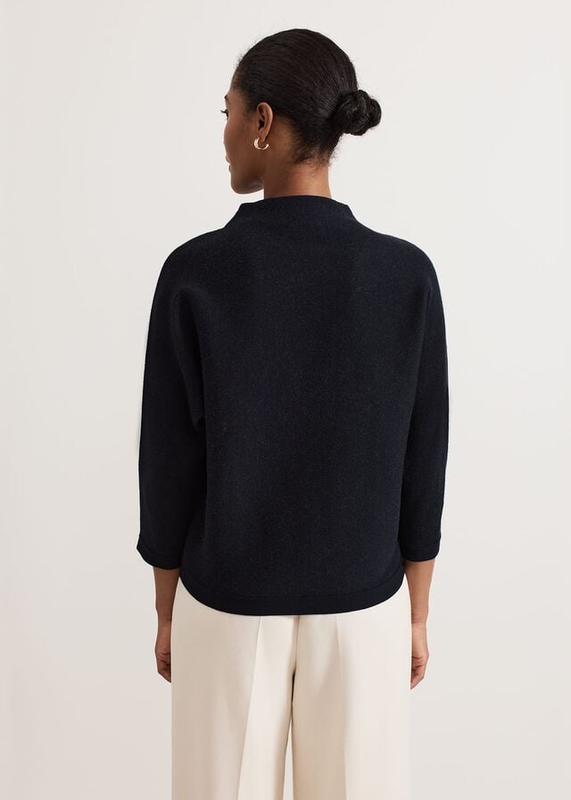 Navy Phase Eight Bessie Blue Floral Placement Knitwear | 5097OPWJE