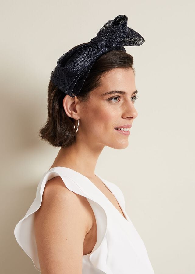 Navy Phase Eight Bow Padded Hats | 2395PZFDW