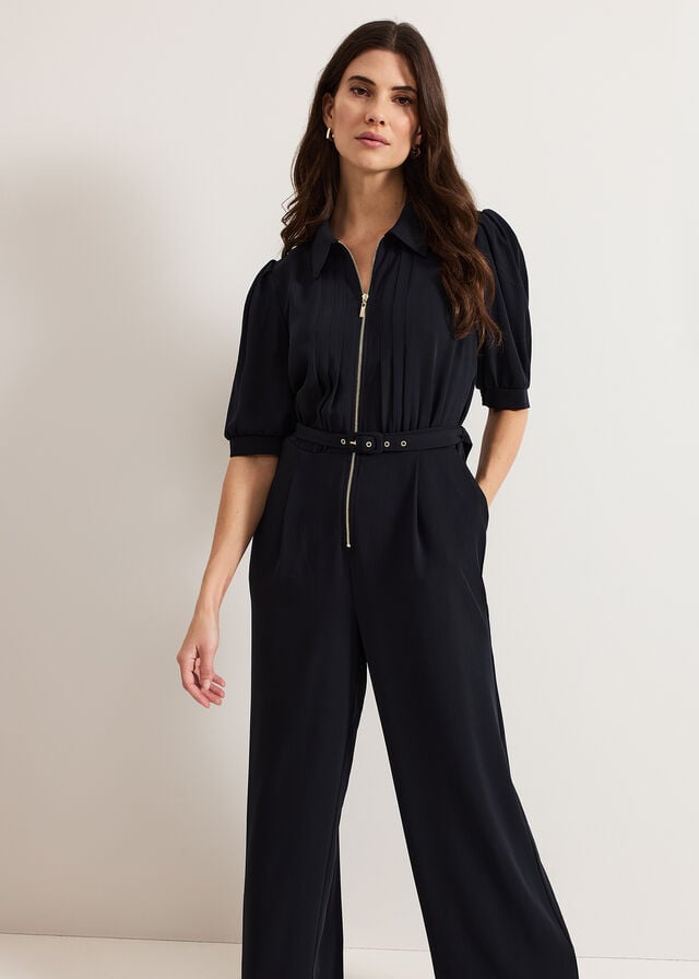 Navy Phase Eight Candice Zip Jumpsuit | 8573UERJC