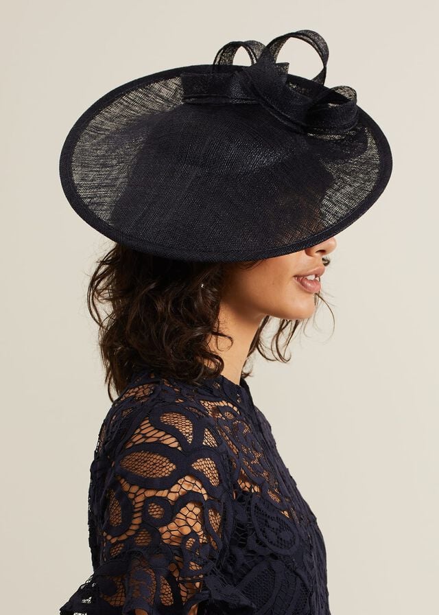 Navy Phase Eight Double Bow Round Disc Fascinator Hats | 4532QVGNX