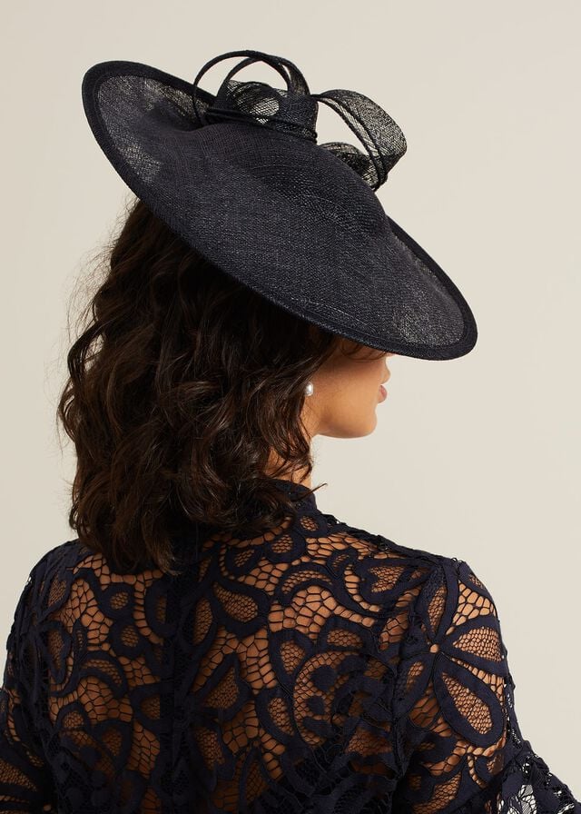 Navy Phase Eight Double Bow Round Disc Fascinator Hats | 4532QVGNX