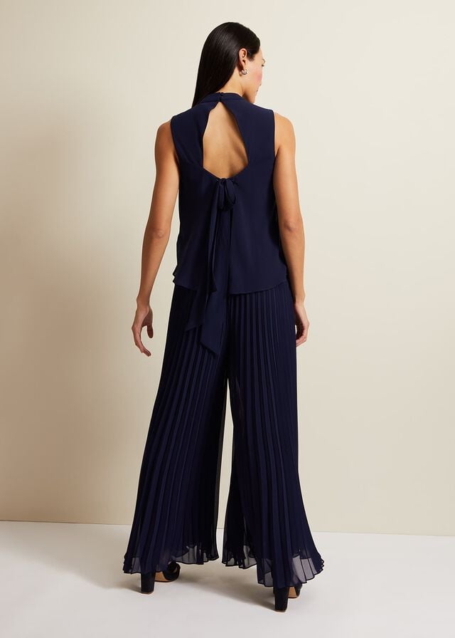 Navy Phase Eight Eden Pleated Jumpsuit | 3051FCZKD