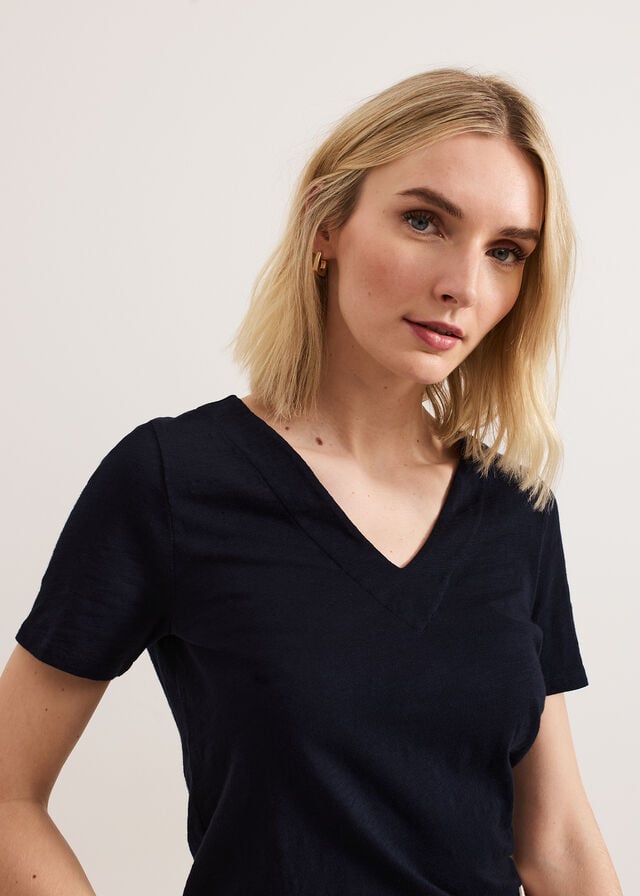 Navy Phase Eight Elspeth V Neck T Shirts | 0531WMTXZ