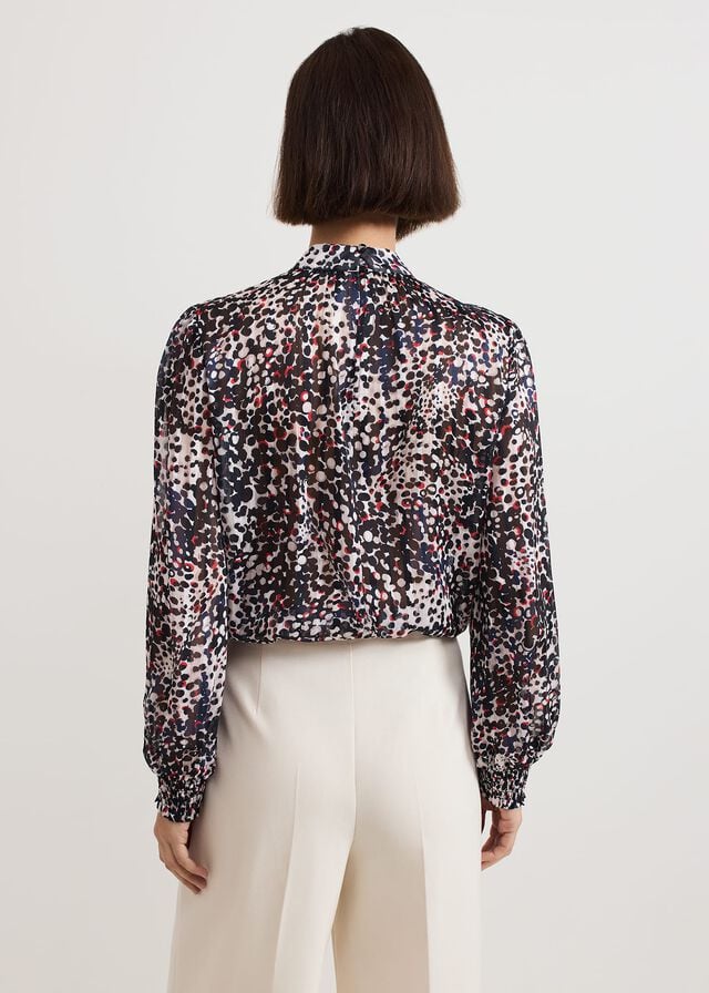 Navy Phase Eight Ingrid Abstract Print Shirts | 6034VCDNL