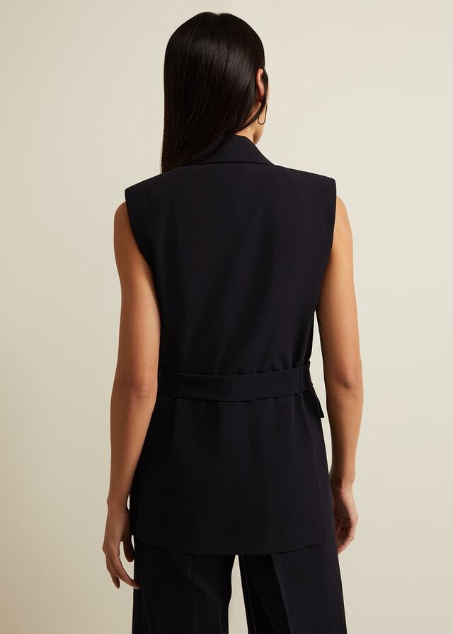 Navy Phase Eight Jade Sleeveless Tailored Jackets | 8645KGXSV