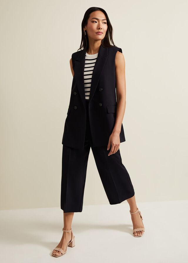 Navy Phase Eight Jade Sleeveless Tailored Jackets | 8645KGXSV
