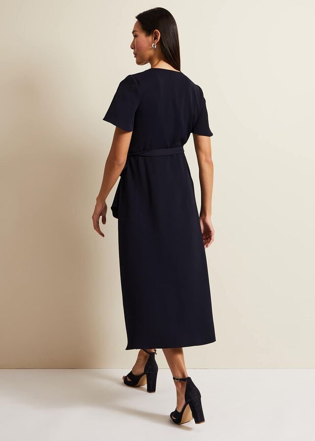Navy Phase Eight Julissa Frill Wrap Dress | 5972WINKH