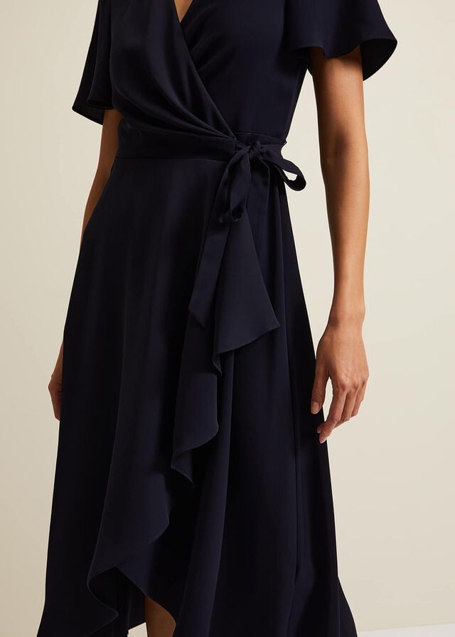 Navy Phase Eight Julissa Frill Wrap Dress | 5972WINKH