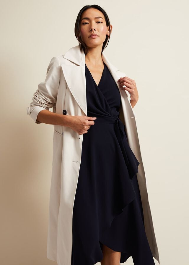 Navy Phase Eight Julissa Frill Wrap Dress | 5972WINKH