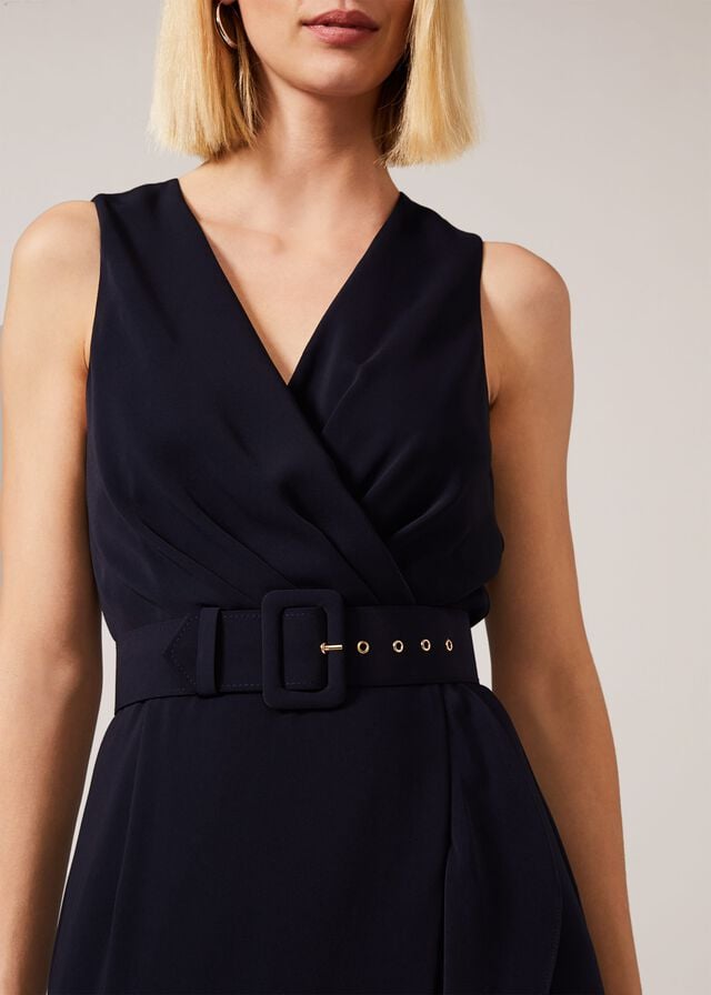 Navy Phase Eight Lara Belted Dress | 7895LJUEA