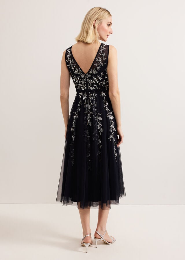 Navy Phase Eight Marissa Beaded Dress | 8562JELAS