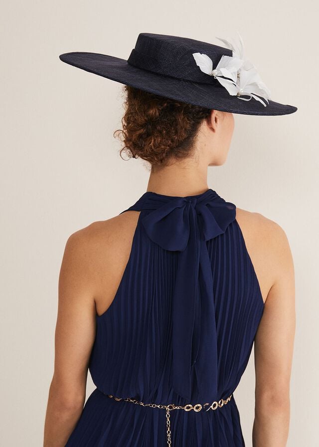 Navy Phase Eight Navy Flower Boater Fascinator Hats | 4976TLMUN