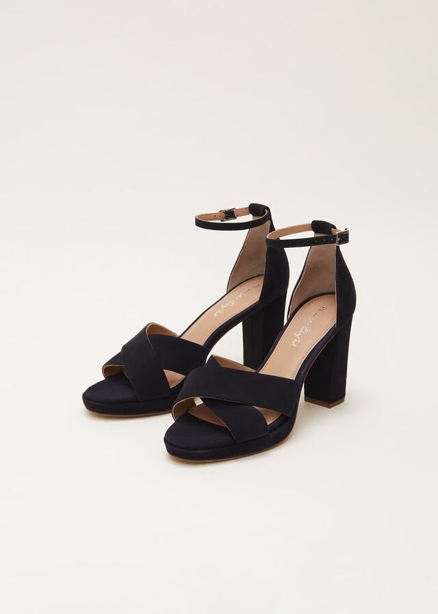 Navy Phase Eight Navy Suede Platform Heels | 8250CPQJD