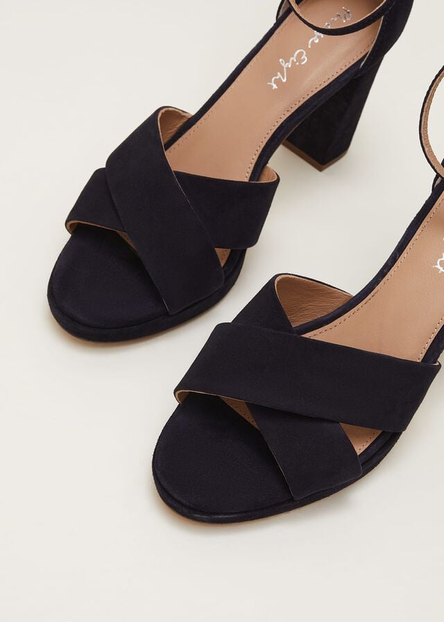 Navy Phase Eight Navy Suede Platform Heels | 8250CPQJD