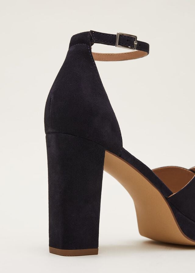 Navy Phase Eight Navy Suede Platform Heels | 8250CPQJD