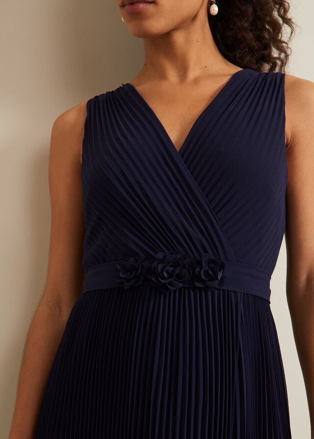 Navy Phase Eight Petite Cressida Pleat Dress | 1674EZLYI