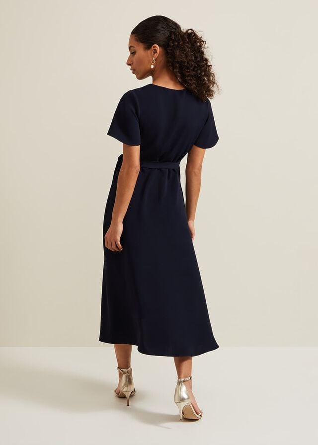 Navy Phase Eight Petite Julissa Wrap Dress | 1480JPNOR