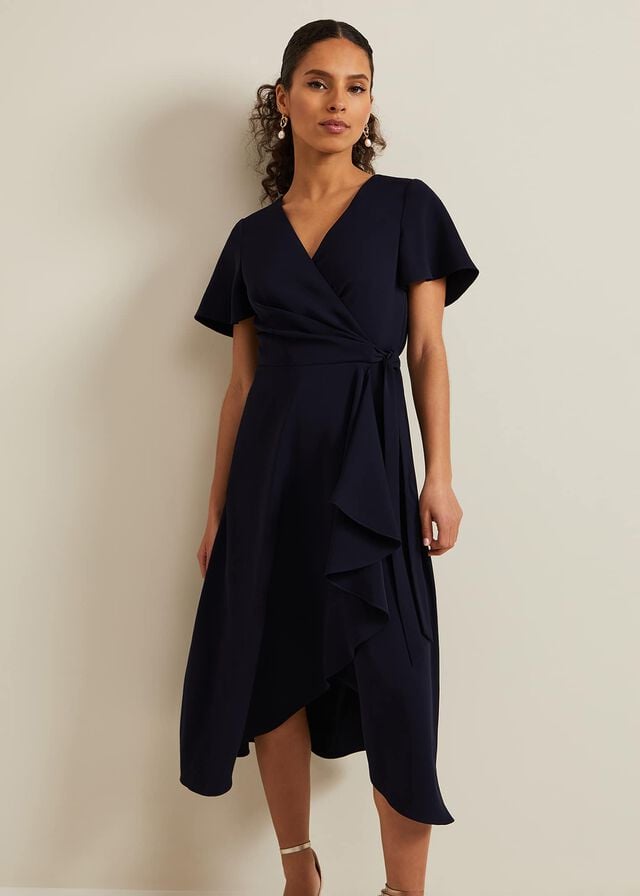 Navy Phase Eight Petite Julissa Wrap Dress | 1480JPNOR